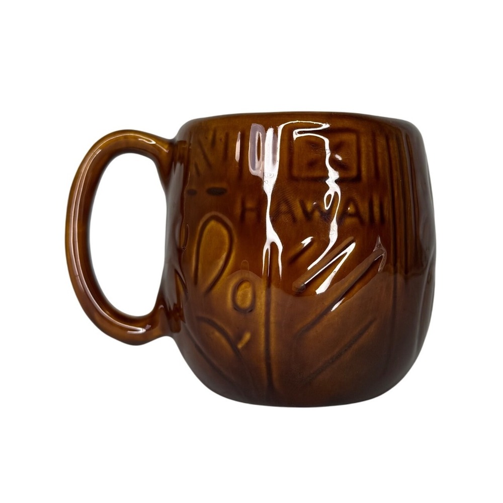 KavaCraft‎ Hawaii Mug Brown Ceramic Tree Bark Design Coffee Cup Made in HI